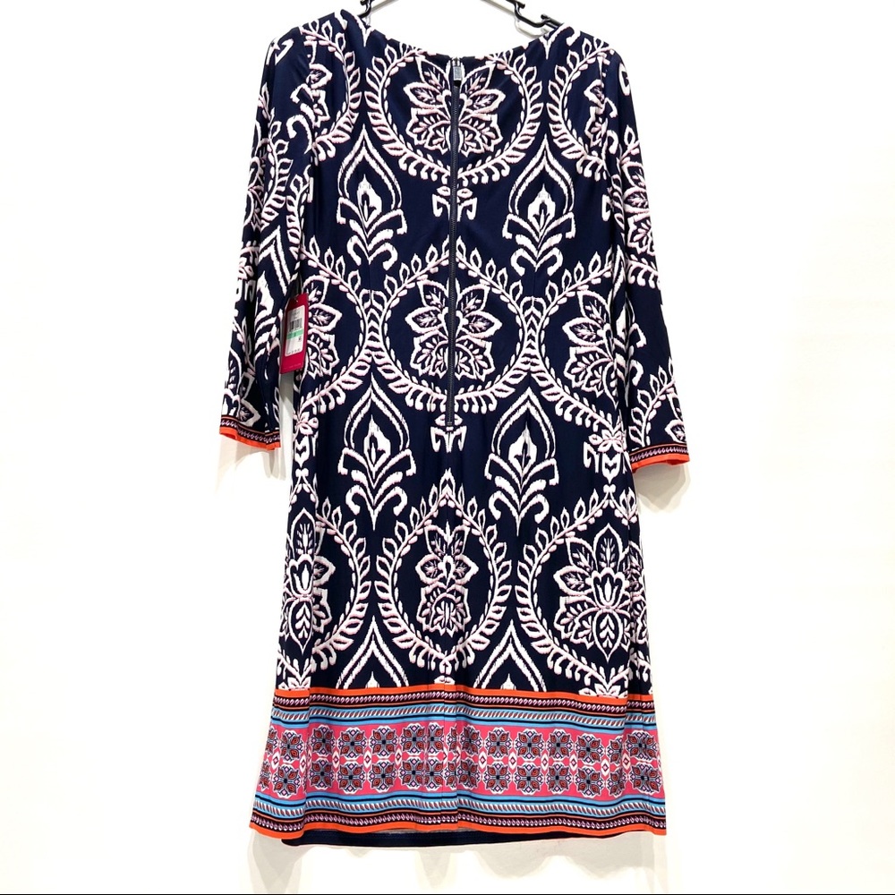 Vince Camuto Patterned Dress Size 8 Blue Navy NWT - Picture 2 of 5